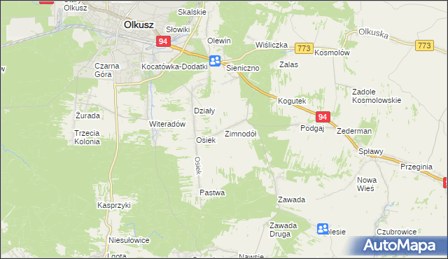 mapa Zimnodół, Zimnodół na mapie Targeo