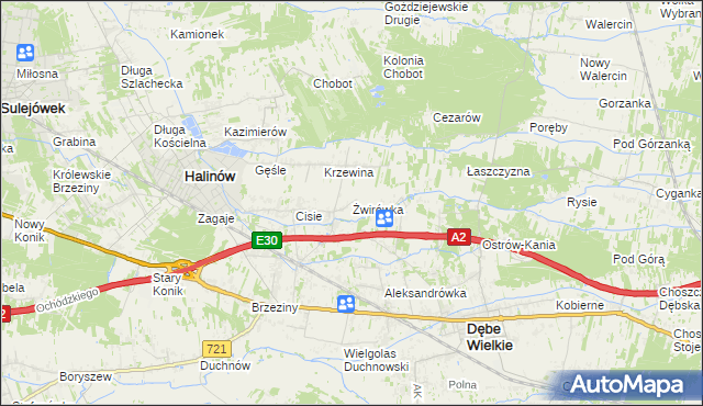 mapa Żwirówka, Żwirówka na mapie Targeo