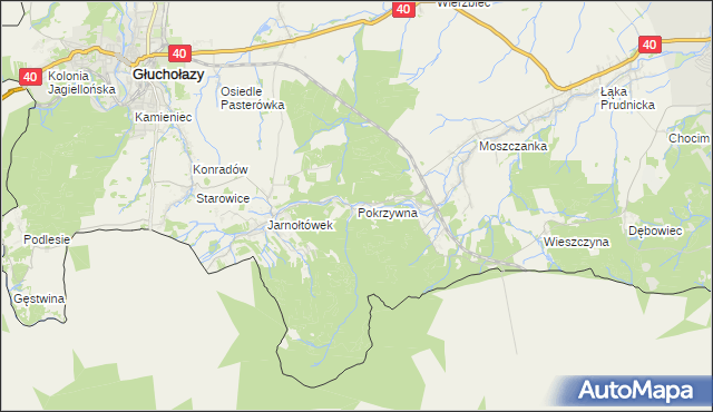 mapa Pokrzywna gmina Głuchołazy, Pokrzywna gmina Głuchołazy na mapie Targeo