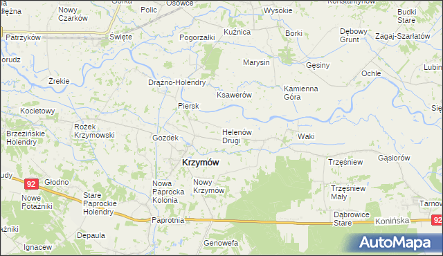 mapa Helenów Drugi gmina Krzymów, Helenów Drugi gmina Krzymów na mapie Targeo