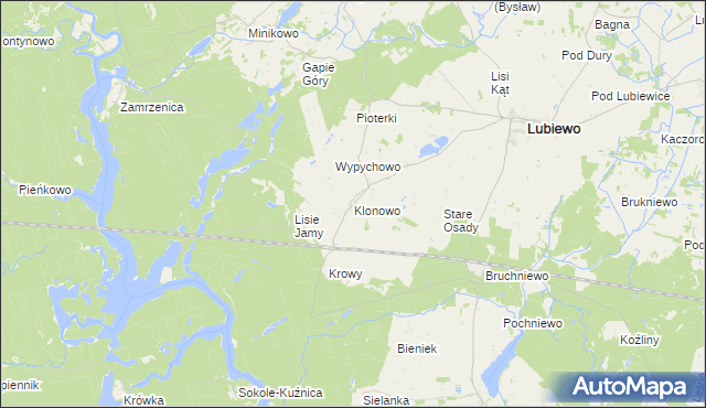 mapa Klonowo gmina Lubiewo, Klonowo gmina Lubiewo na mapie Targeo