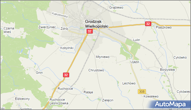 mapa Młyniewo, Młyniewo na mapie Targeo