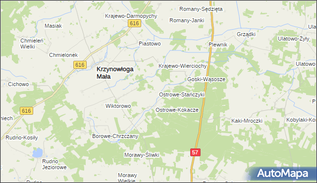 mapa Ostrowe-Stańczyki, Ostrowe-Stańczyki na mapie Targeo