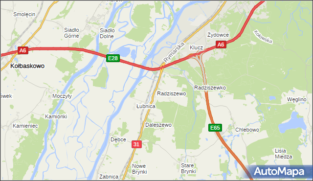 mapa Radziszewo gmina Gryfino, Radziszewo gmina Gryfino na mapie Targeo