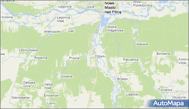 mapa Żdżarki gmina Nowe Miasto nad Pilicą, Żdżarki gmina Nowe Miasto nad Pilicą na mapie Targeo