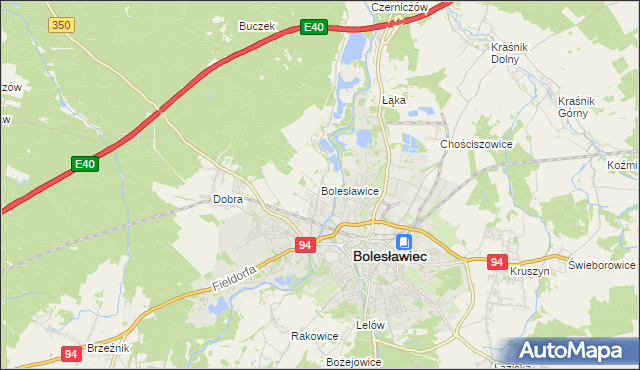 mapa Bolesławice gmina Bolesławiec, Bolesławice gmina Bolesławiec na mapie Targeo