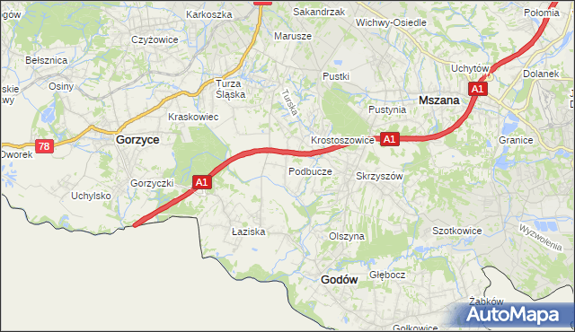 mapa Podbucze gmina Godów, Podbucze gmina Godów na mapie Targeo