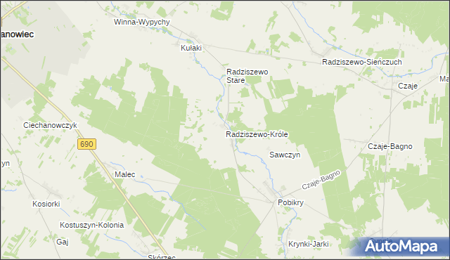 mapa Radziszewo-Króle, Radziszewo-Króle na mapie Targeo