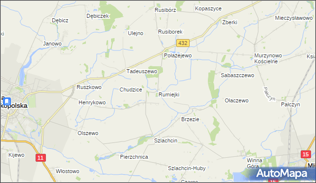 mapa Rumiejki gmina Środa Wielkopolska, Rumiejki gmina Środa Wielkopolska na mapie Targeo