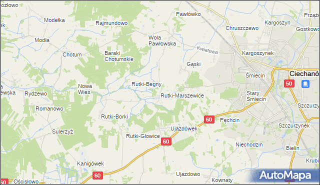 mapa Rutki-Marszewice, Rutki-Marszewice na mapie Targeo