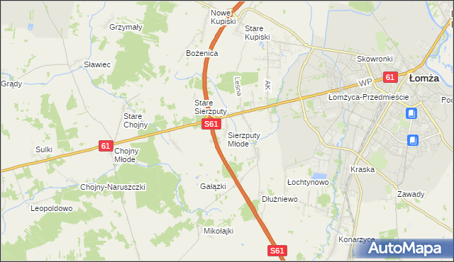 mapa Sierzputy Młode, Sierzputy Młode na mapie Targeo