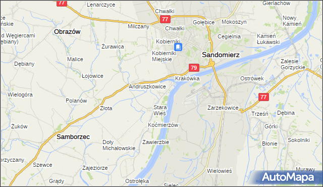 mapa Zawisełcze, Zawisełcze na mapie Targeo