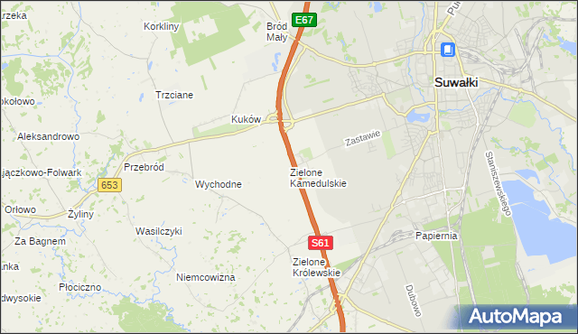 mapa Zielone Kamedulskie, Zielone Kamedulskie na mapie Targeo