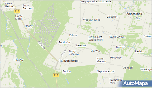 mapa Helenów gmina Budziszewice, Helenów gmina Budziszewice na mapie Targeo