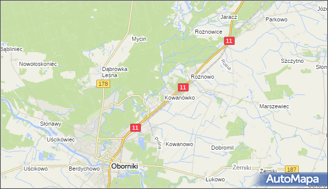 mapa Kowanówko, Kowanówko na mapie Targeo