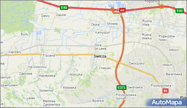 mapa Świlcza, Świlcza na mapie Targeo