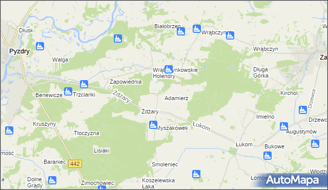 mapa Adamierz gmina Zagórów, Adamierz gmina Zagórów na mapie Targeo