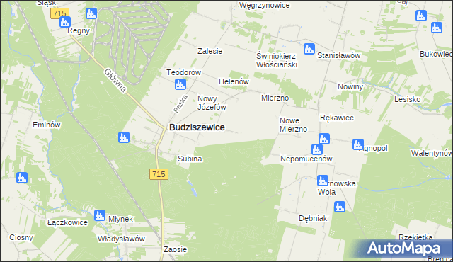 mapa Adamów gmina Budziszewice, Adamów gmina Budziszewice na mapie Targeo