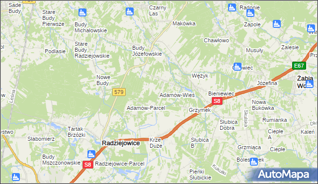 mapa Adamów-Wieś, Adamów-Wieś na mapie Targeo