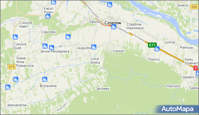 mapa Adamówek gmina Czosnów, Adamówek gmina Czosnów na mapie Targeo