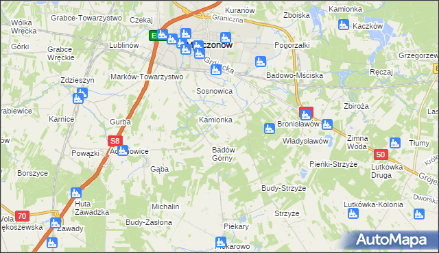 mapa Adamówek gmina Mszczonów, Adamówek gmina Mszczonów na mapie Targeo