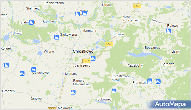 mapa Adamowo gmina Chrostkowo, Adamowo gmina Chrostkowo na mapie Targeo