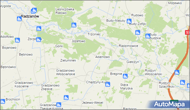mapa Adamowo gmina Strzegowo, Adamowo gmina Strzegowo na mapie Targeo