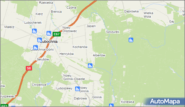 mapa Albertów gmina Lubochnia, Albertów gmina Lubochnia na mapie Targeo