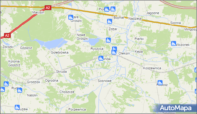 mapa Albinów gmina Kotuń, Albinów gmina Kotuń na mapie Targeo