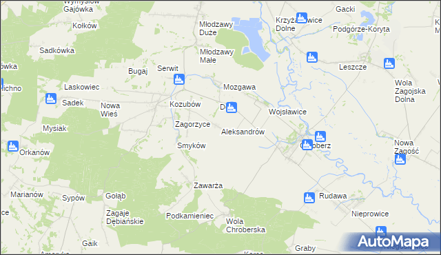 mapa Aleksandrów gmina Pińczów, Aleksandrów gmina Pińczów na mapie Targeo