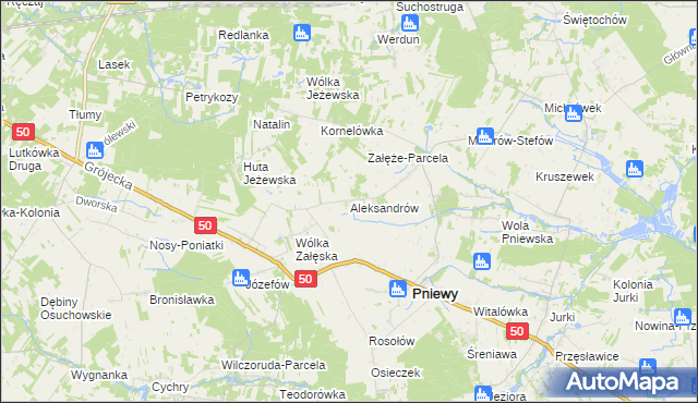 mapa Aleksandrów gmina Pniewy, Aleksandrów gmina Pniewy na mapie Targeo