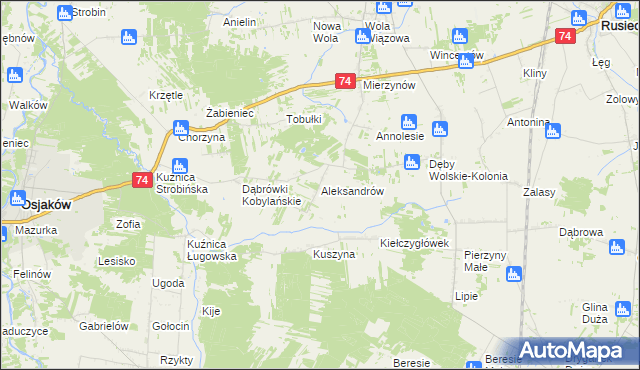 mapa Aleksandrów gmina Rusiec, Aleksandrów gmina Rusiec na mapie Targeo