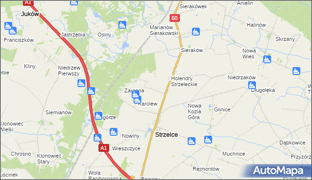 mapa Aleksandrów gmina Strzelce, Aleksandrów gmina Strzelce na mapie Targeo