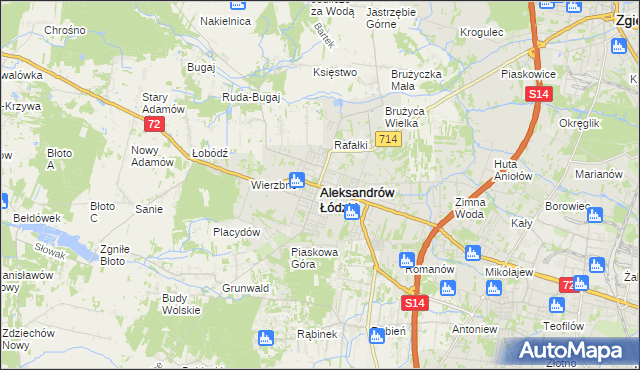 mapa Aleksandrów Łódzki, Aleksandrów Łódzki na mapie Targeo