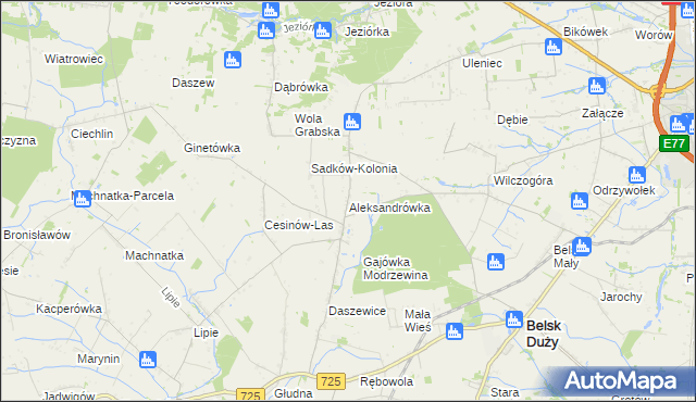 mapa Aleksandrówka gmina Belsk Duży, Aleksandrówka gmina Belsk Duży na mapie Targeo