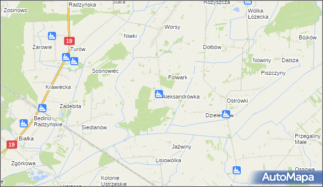 mapa Aleksandrówka gmina Drelów, Aleksandrówka gmina Drelów na mapie Targeo