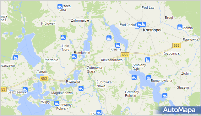mapa Aleksandrowo gmina Krasnopol, Aleksandrowo gmina Krasnopol na mapie Targeo