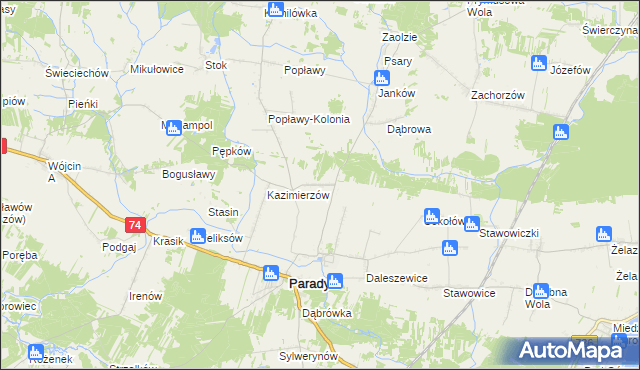 mapa Alfonsów gmina Paradyż, Alfonsów gmina Paradyż na mapie Targeo