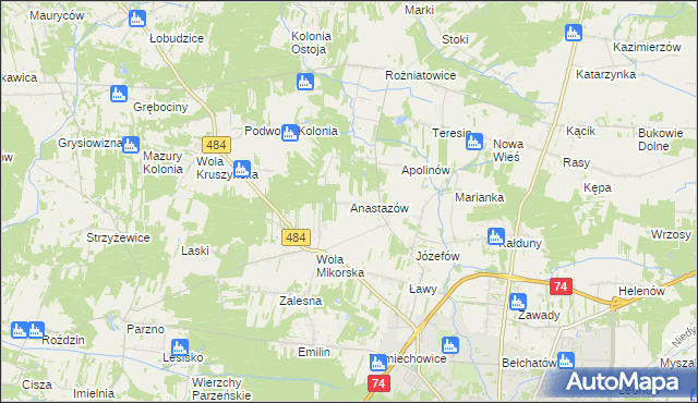 mapa Anastazów, Anastazów na mapie Targeo