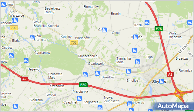 mapa Anielin Swędowski, Anielin Swędowski na mapie Targeo