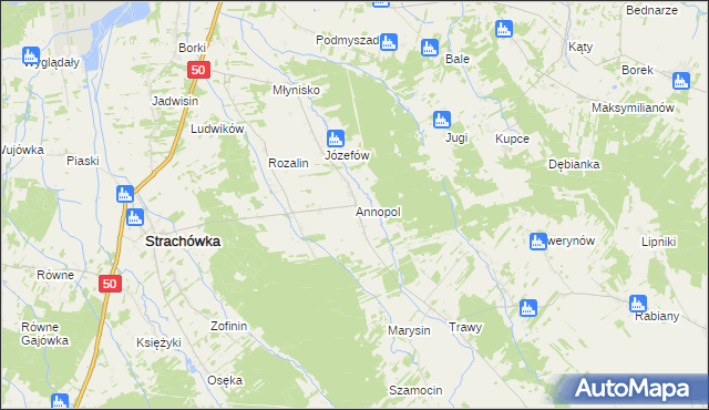 mapa Annopol gmina Strachówka, Annopol gmina Strachówka na mapie Targeo