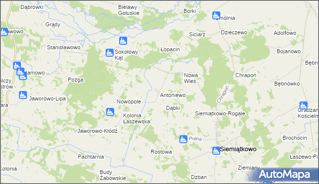 mapa Antoniewo gmina Siemiątkowo, Antoniewo gmina Siemiątkowo na mapie Targeo