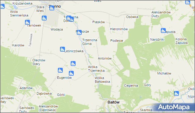 mapa Antoniów gmina Bałtów, Antoniów gmina Bałtów na mapie Targeo