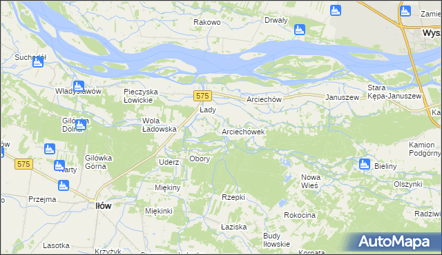 mapa Arciechówek, Arciechówek na mapie Targeo