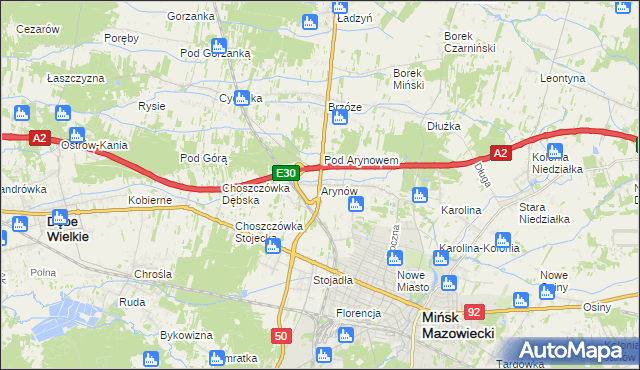 mapa Arynów, Arynów na mapie Targeo