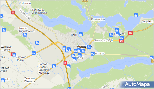 mapa Augustów, Augustów na mapie Targeo