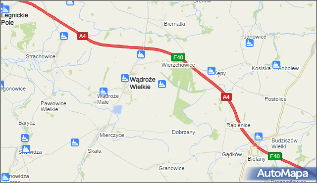 mapa Augustów gmina Wądroże Wielkie, Augustów gmina Wądroże Wielkie na mapie Targeo