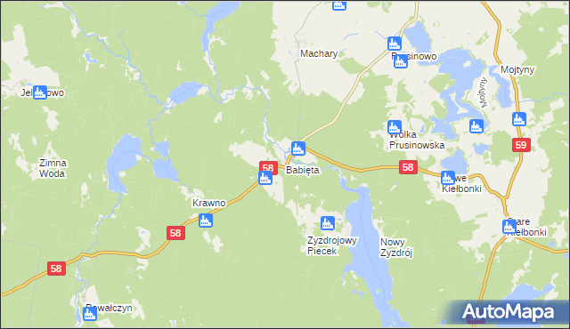 mapa Babięta, Babięta na mapie Targeo