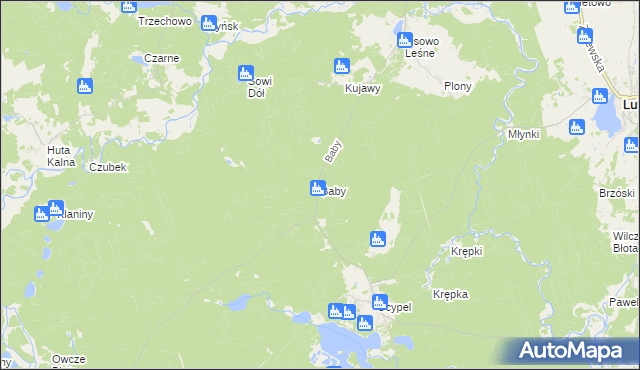 mapa Baby gmina Lubichowo, Baby gmina Lubichowo na mapie Targeo