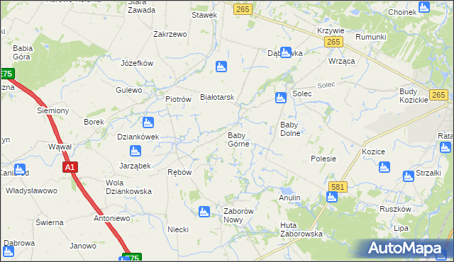 mapa Baby Górne, Baby Górne na mapie Targeo